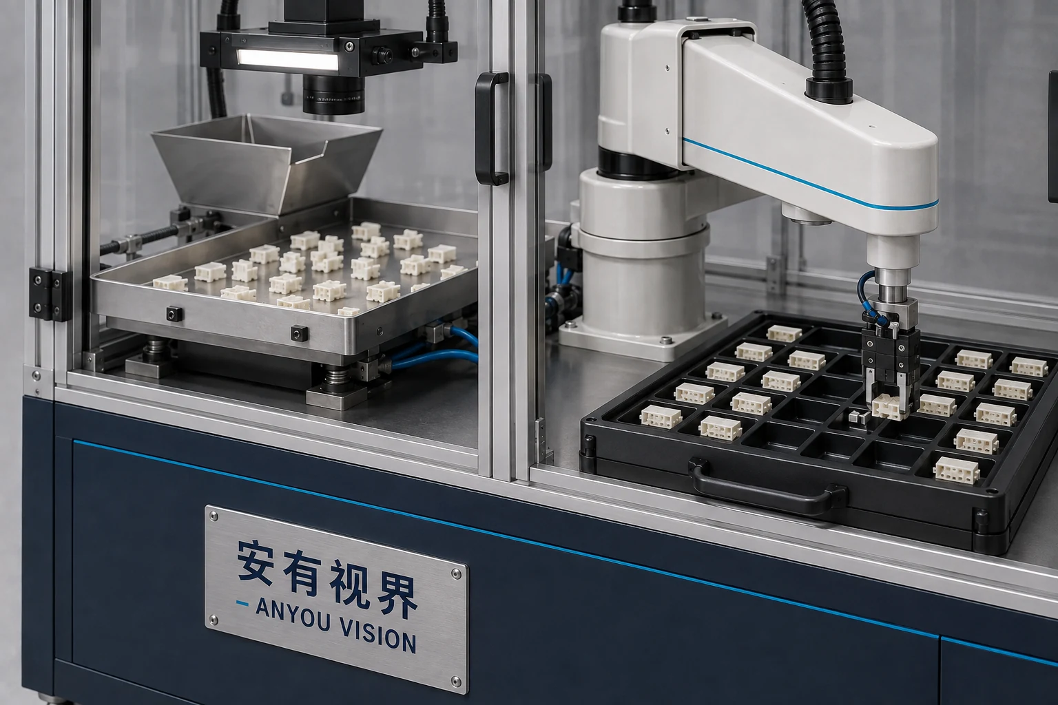 柔性供料摆盘机 · 工位总览（方案示意）