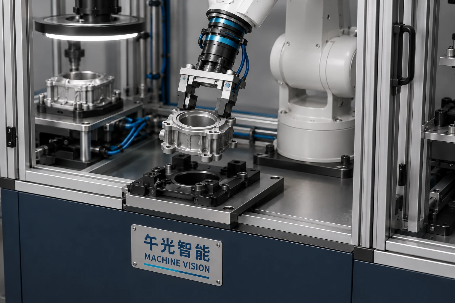 机器人视觉检测工作站 · 末端夹具与定位治具方案示意